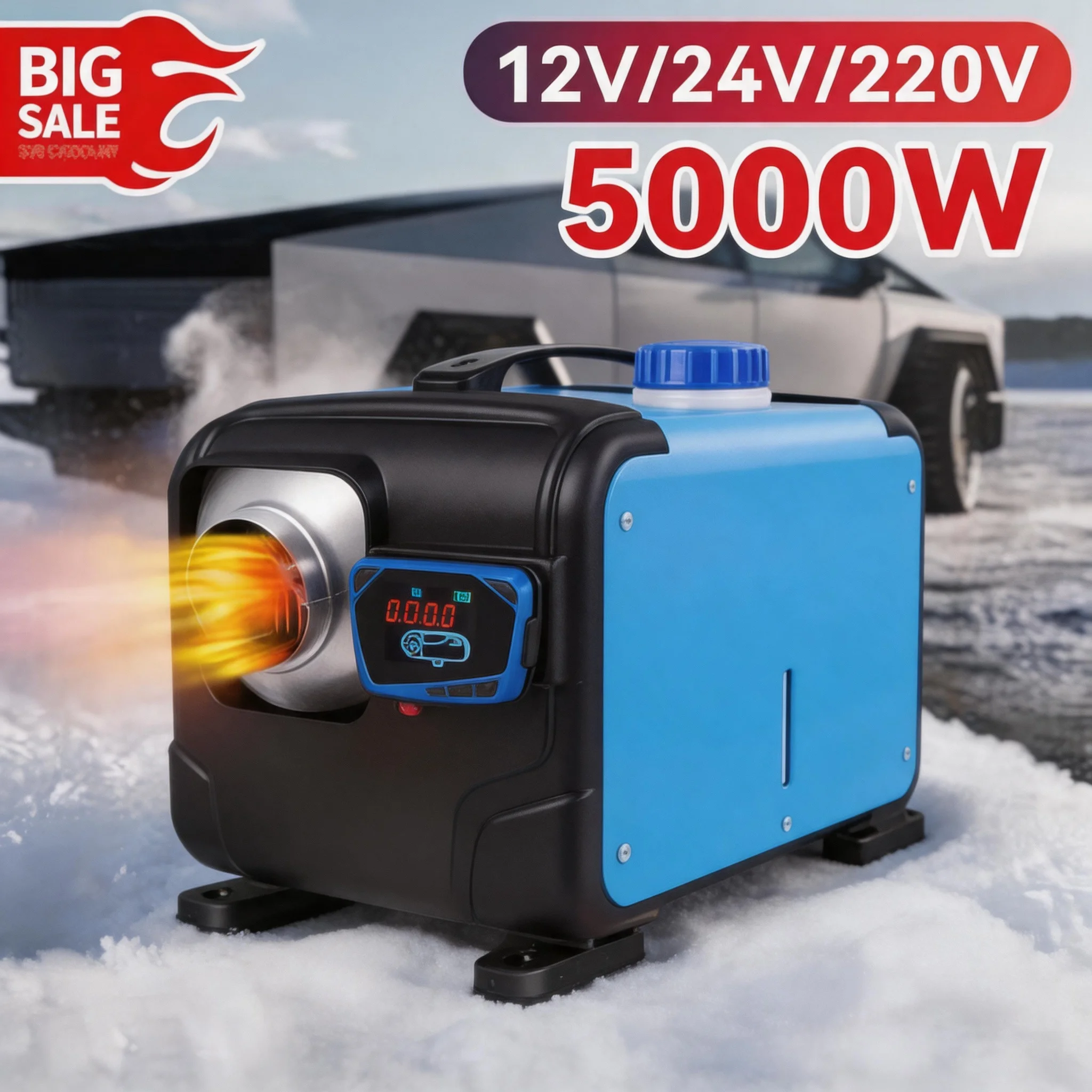 12V 24V 220V Diesel Air Parking Heater 5KW Car Heater Wireless LCD Remote Control Heating Preheater Heater for Car Truck Boat RV
