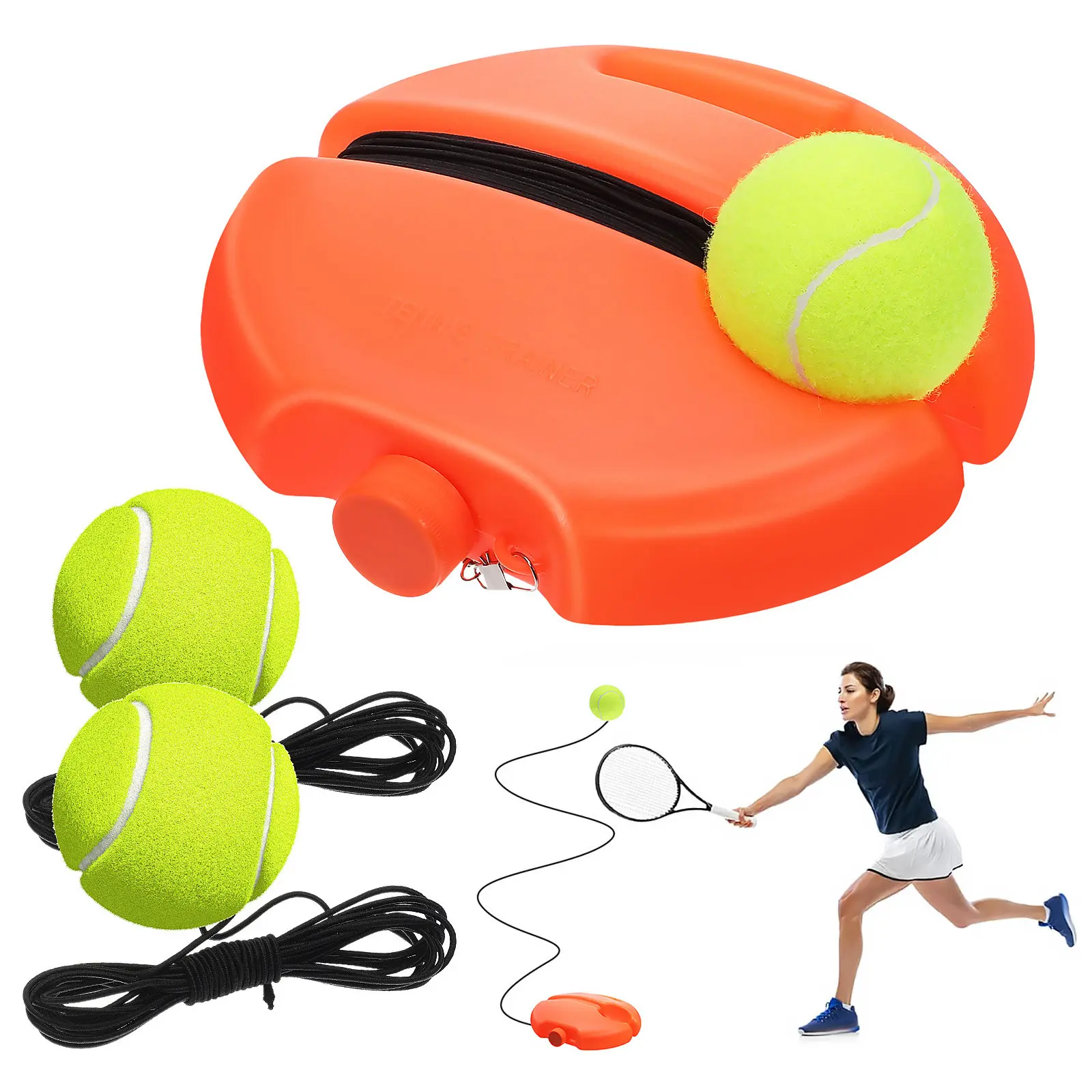 Tennis Rebound Trainer Ball with Elastic Cord Portable Solo Practice Tool for Beginners Serve Training