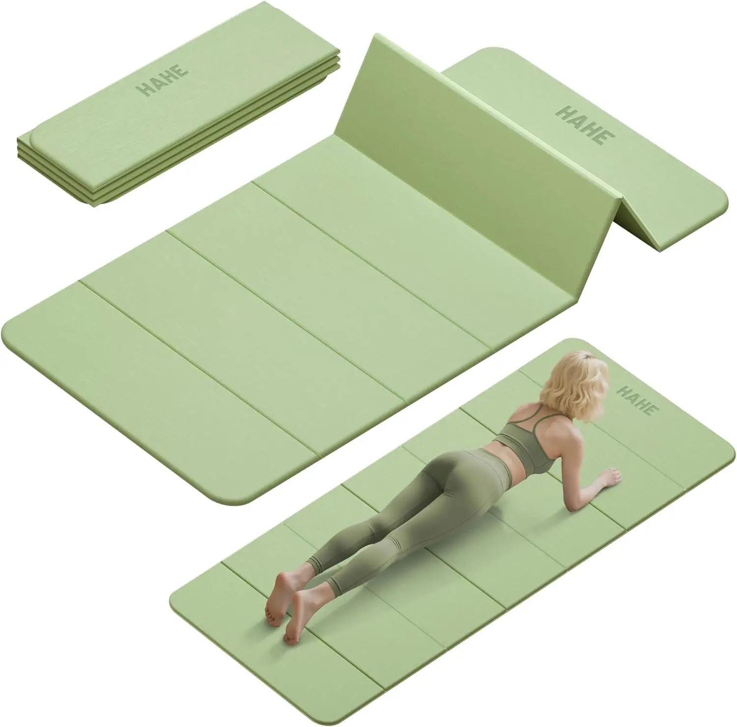 Esterilla de yoga plegable, 74"L x 32"W x 1/3" de grosor, esterilla de ejercicio antideslizante para entrenamiento en casa, viajes, pilates y camping