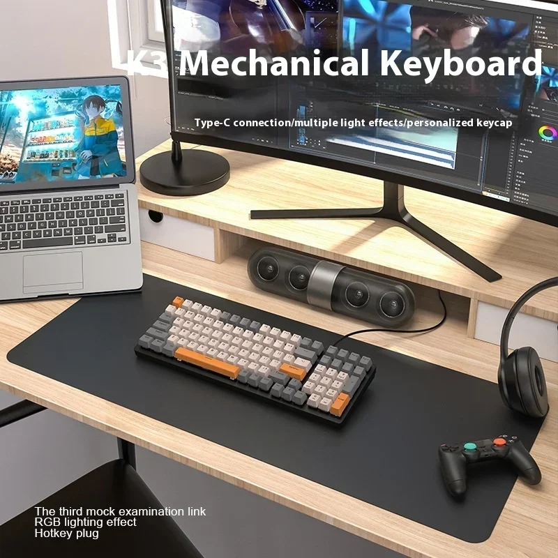 Imagem -02 - Teclado Mecânico para Jogos Rollover Ergonômico de Tecla Completa Modo Único Retroiluminação Rgb Esportes Eletrônicos 100 Teclas K3-tipo-c