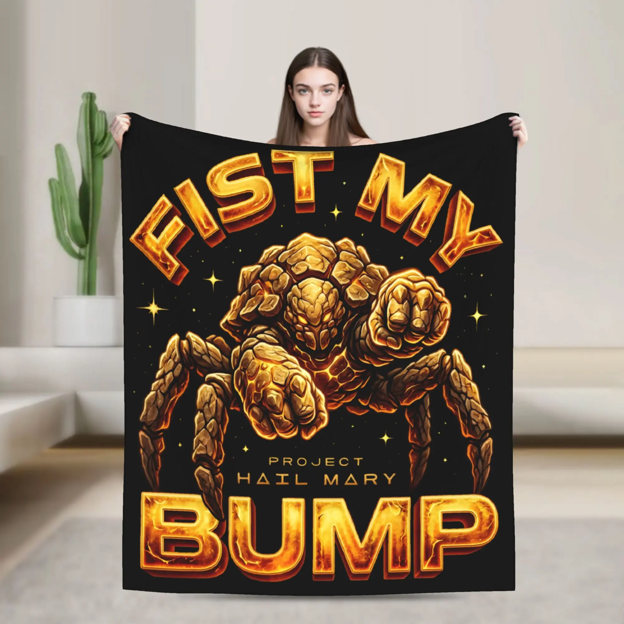 Fist My Bump Rockys Project Hail Mary Sci Fi Fuzzy Blanket  Awesome Throw Blankets for  Sofa Bedding Lounge 125*100cm Rug Piece