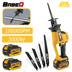 BABEQ Electric Reciprocating Saw Multifunction Electric Saw with 4 Blades PVC Metal Wood Cutting Tools for Makita 18V Battery