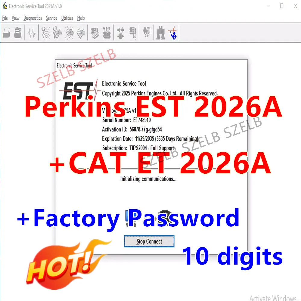 2026 для Caterpillar ET2026A + Электронный сервисный инструмент Perkins 2026A + Генератор заводских паролей на 10 цифр с бесплатной удаленной установкой
