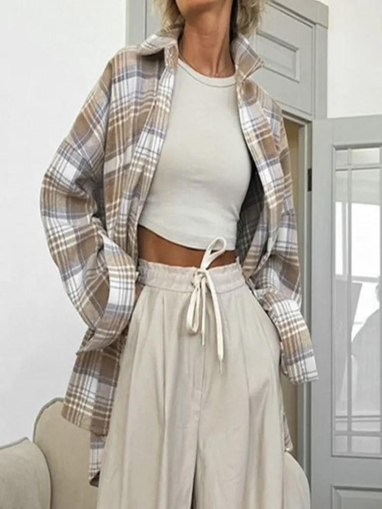 Chemises surdimensionnées à manches longues pour femmes, chemisier basique Vintage pour dames, manteau, vêtements pour femmes Y2k, nouvelle collection automne hiver