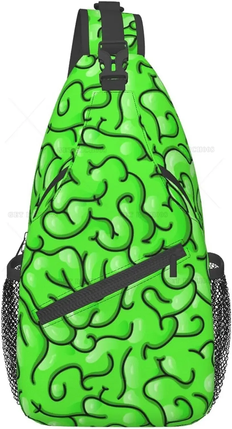 Green Brain Halloween Sling Bag, Candy Corn, bolsos de hombro cruzados, mochila de moda, bolso de pecho de un tamaño