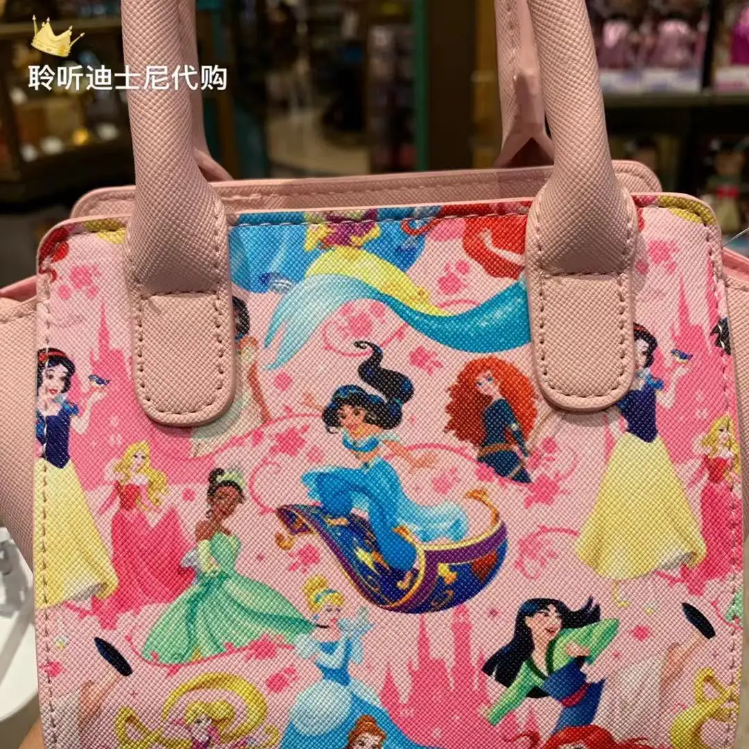 Disney  New Authentic Cartoon Snow White Cinderella Girls Handbag High Quality Fashion Luxury Girl One-shoulder Messenger Bag