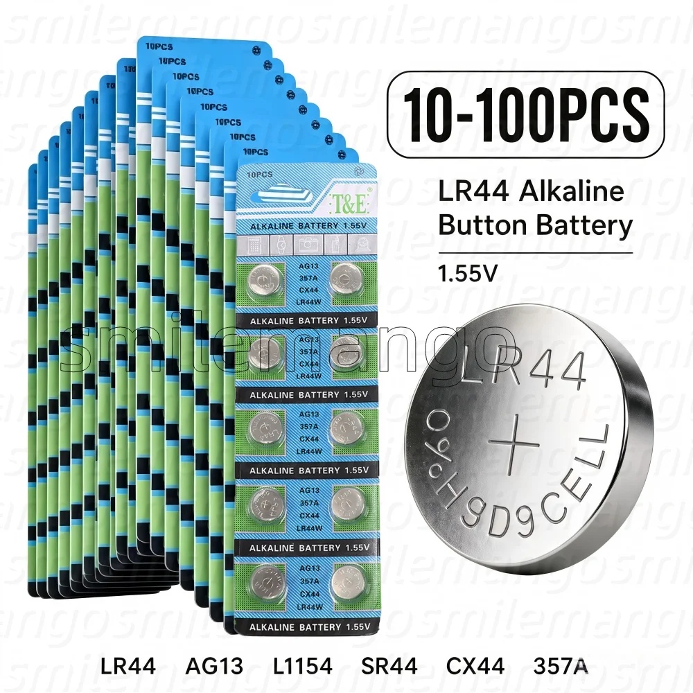 Alkaline Button Cell Battery AG13 LR44 1.5V 160mAh Coin Cell L1154 SR44 357 Replacement for Watch Toy Calculator