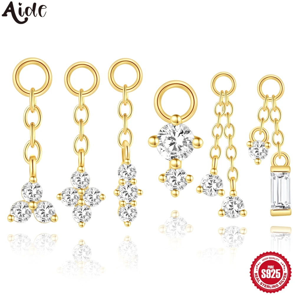 Aide 1pc 925 Sterling Silver Zirconia Chain DIY Jewelry Charms For Necklace Bracelet Earrings Pendant for Jewelry HandMaking
