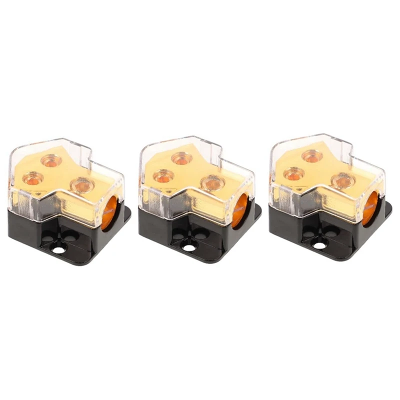 

Power Distribution Block 2 Way 0/2/4 Gauge In 4/6/8 Gauge Out Ground Distribution Block 3PCS
