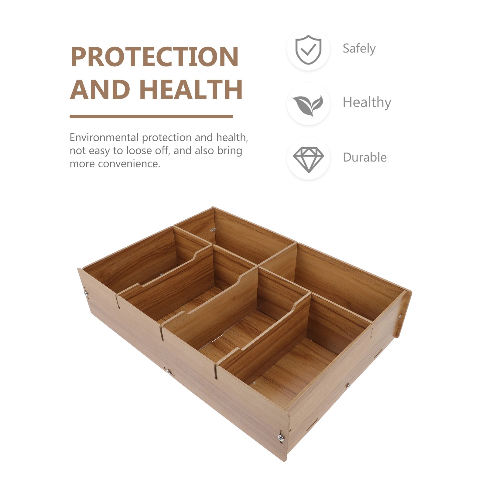 Change Storage Box Supermarket Cash Boxes Desk Key Multi-grid Holder Wooden Money Container