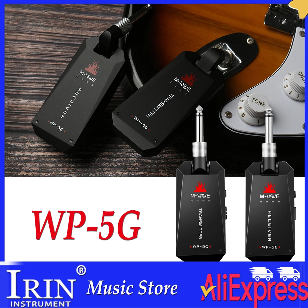 M-VAVE WP-5G 5.8G Wireless Guitar System Rechargeable Audio Transmitter Receiver Guitar Amplifier with Type-C Cable