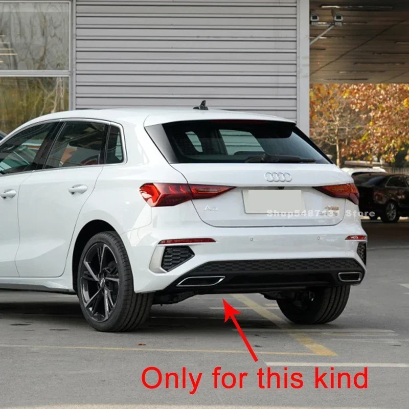 ABS Bright Black Rear Dual Exhaust Muffler Tail Pipes Tip Trim Cover for Aud A3 8Y Interior Accessories 2021 2022 2023