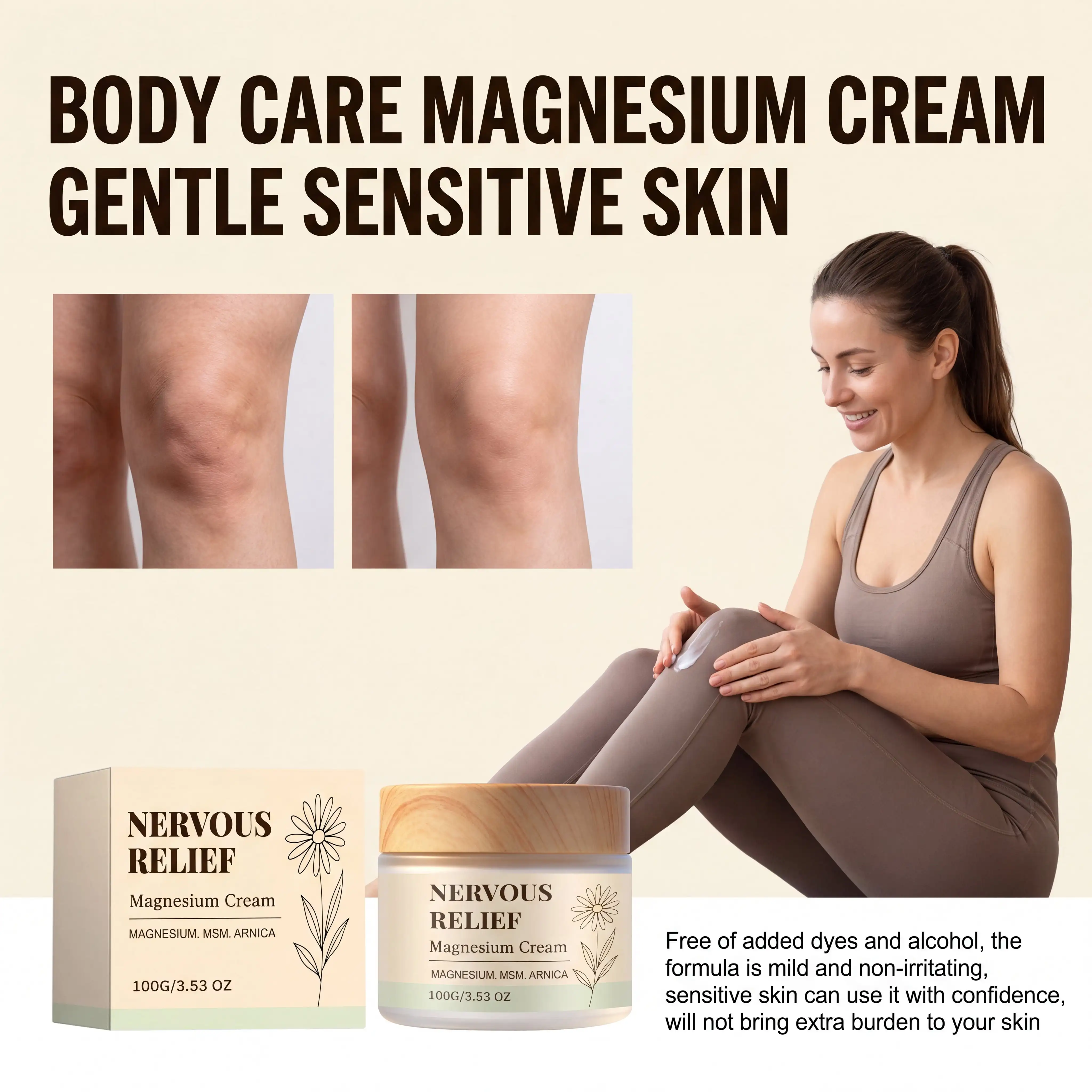 Magnesium body Cream Arnica extract Moisturizing Repairing Body Care Cream Anti Dryness Anti Sensitivity Thick Cream Moisturizer