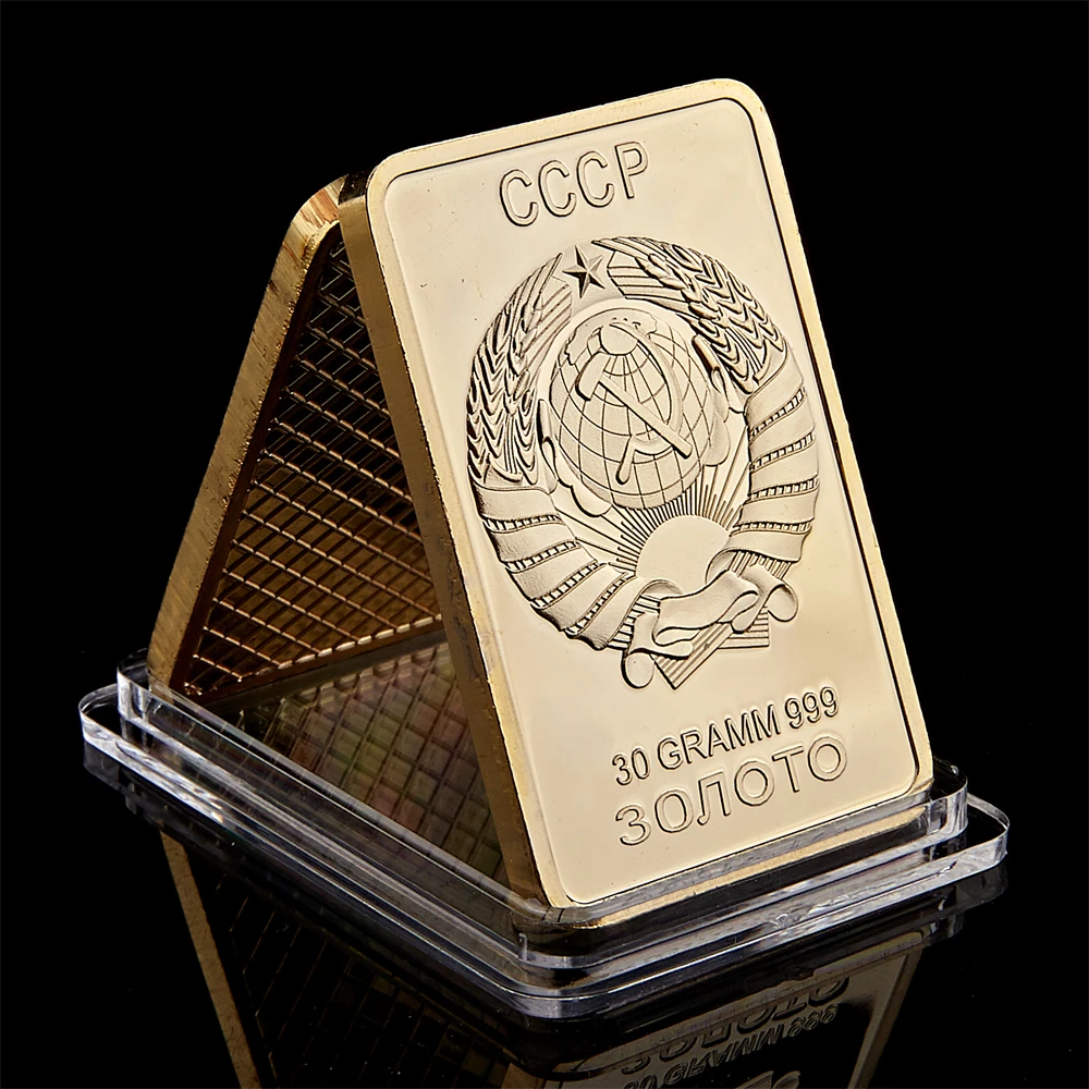 Russia USSR National Emblem Replica Gold Bullion Bar Soviet Commemorative Souvenir Medallion Coin Collection