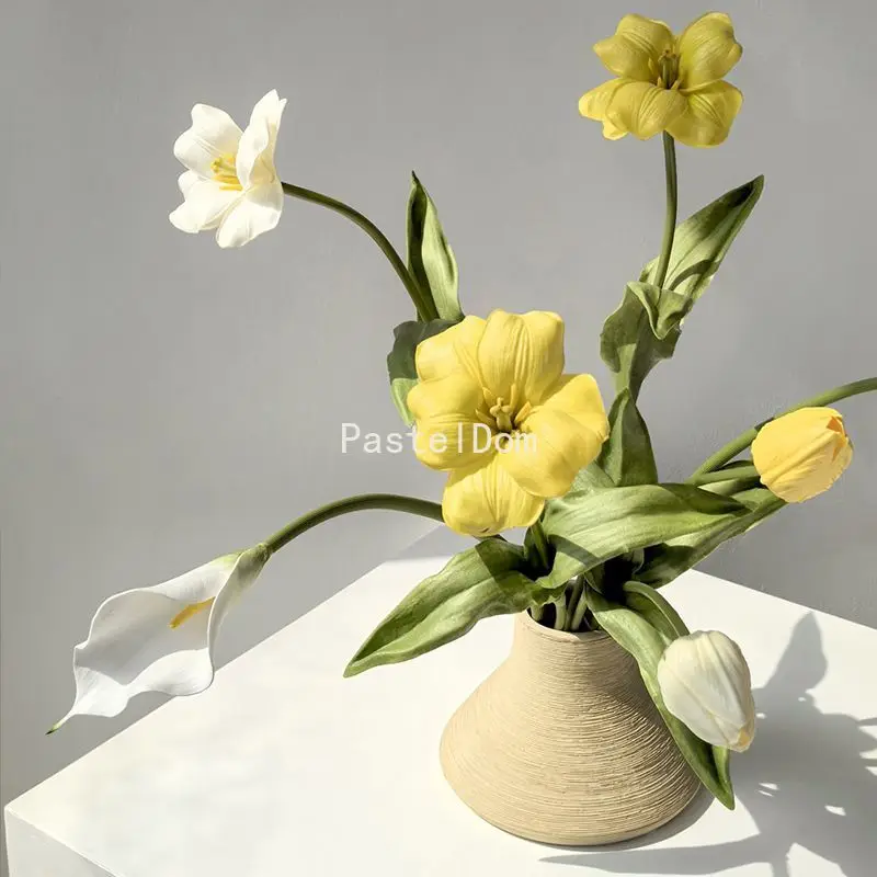 Morandi Tone Brushed Ceramic Vase, Light‑Luxury Decorative Ornament for Living Room & Study Room