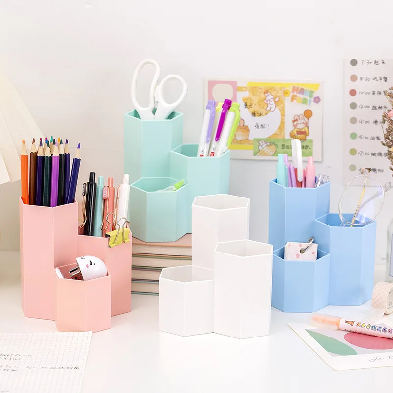 Storage Box Pen Holder Plastic Creative Pen Holder Three In One Pen Holder Multifunctional For Office Teacher Student