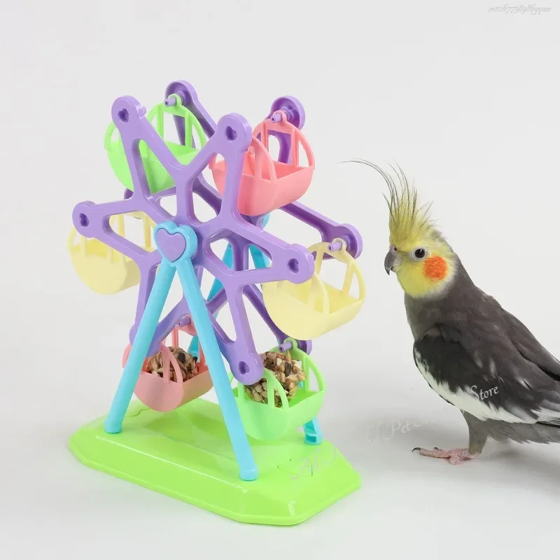 Parrot Toys for Lovebird Cockatoo Intelligence Growth Bird Foraging Toys Bird Windmill Toy Parrot Ferris Wheel Bird Supplies