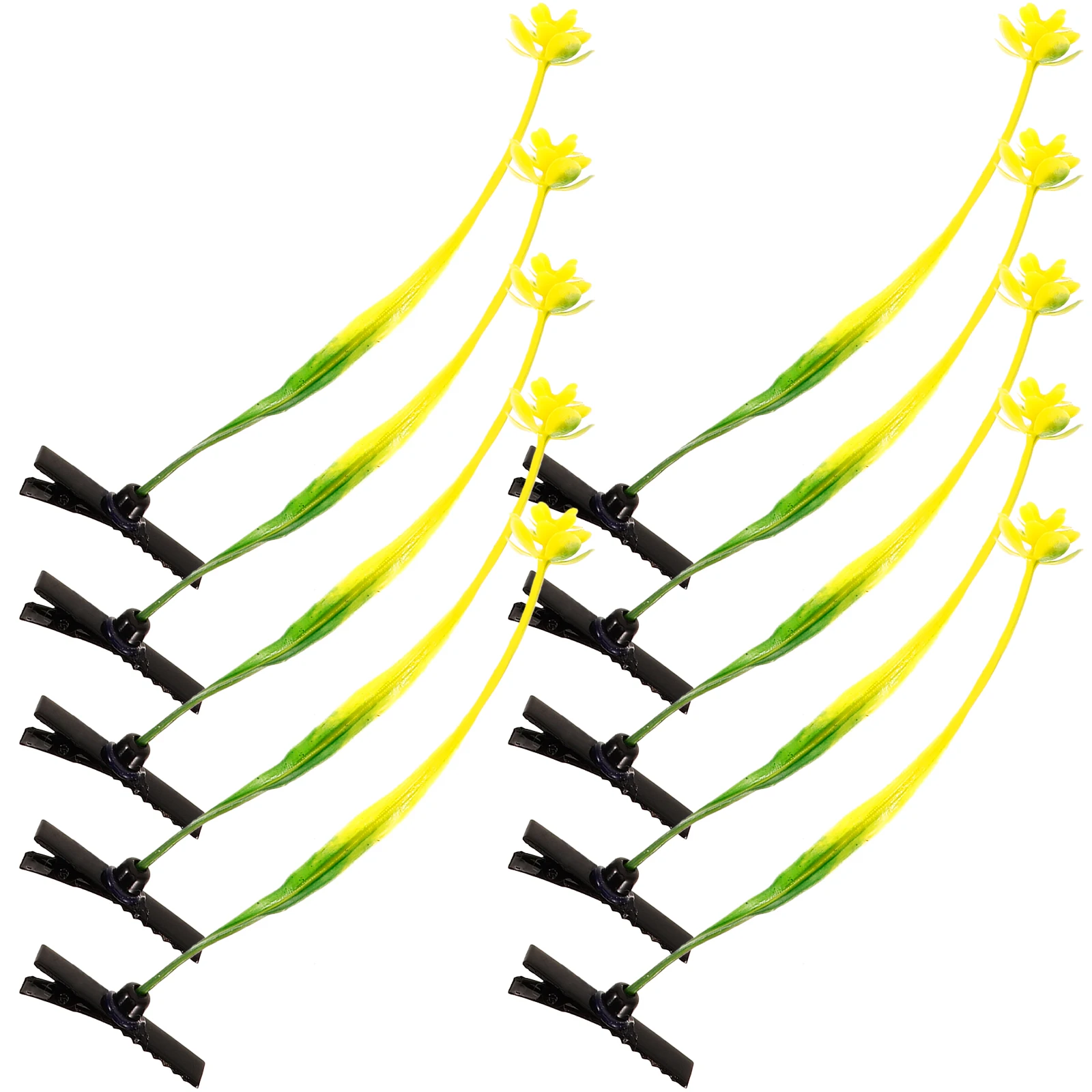 

10 Pcs Simulated Plant Hair Clips Cute Mini Flower Green Grass Accessories Girls Hairpins For School Festival Party