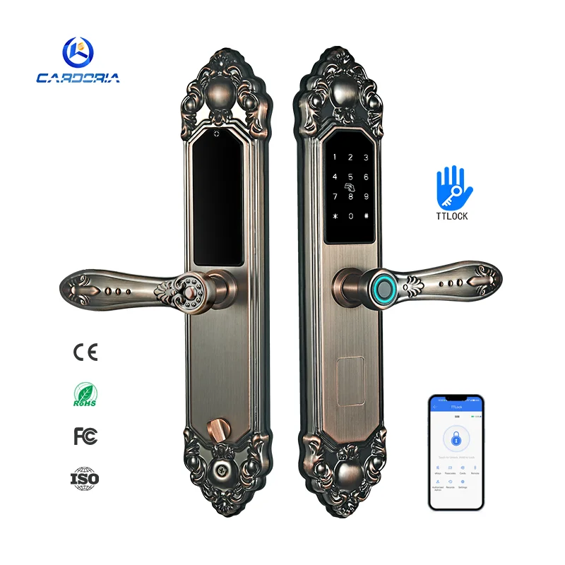 

Factory OEM Safe Smart Finger Print Security TT Wifi Password Hotel Lock Remotely Rfid Card Fingerprint Door Lock Ttlock