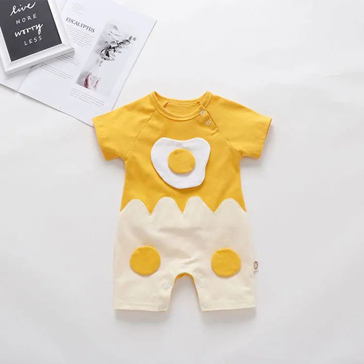 Newborn Creative Egg Print Jumpsuit Short-sleeved O- neck Romper Baby Romper Baby Hundred Days Photography Props