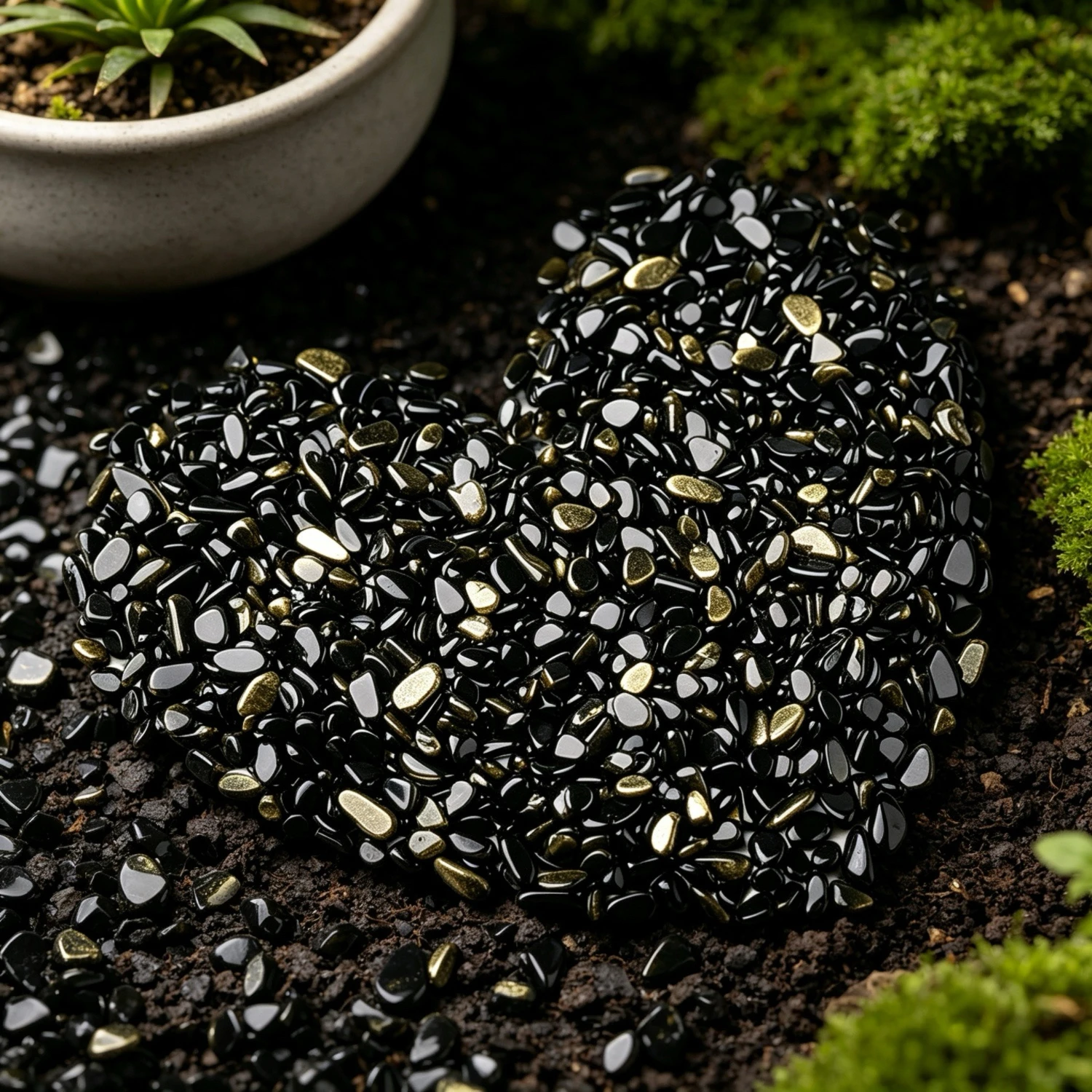 Golden Obsidian Crushed Stone Chips, Natural Gemstone for Vase Decor, Diffuser and Aquarium Landscape Supplies