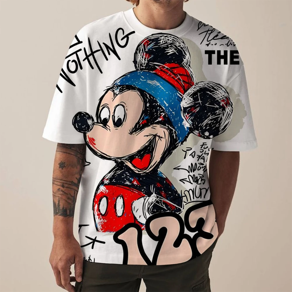 Miniso Men Disney Mickey Mouse T-Shirt Summer Boy Street Fashion Casual Sports Loose O Neck Quick Dry Short Sleeve Clothing Kid