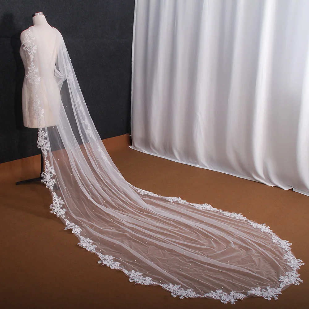 NZUK giacche di pizzo velo per abiti da sposa con perle scialli da sposa donna mantello velo giacche da sposa avvolgere per abito da sposa