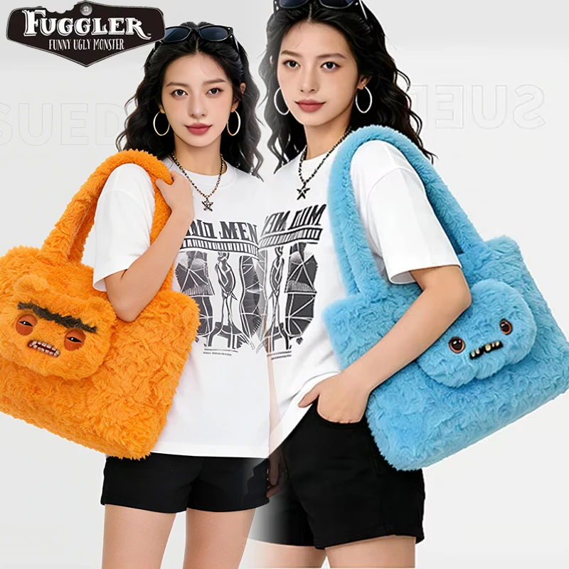 Sac à bandoulière en peluche Original Fuggler Mr Buttons Screech Black Monster, sac à la mode tendance, cadeau pour les fans de jouets