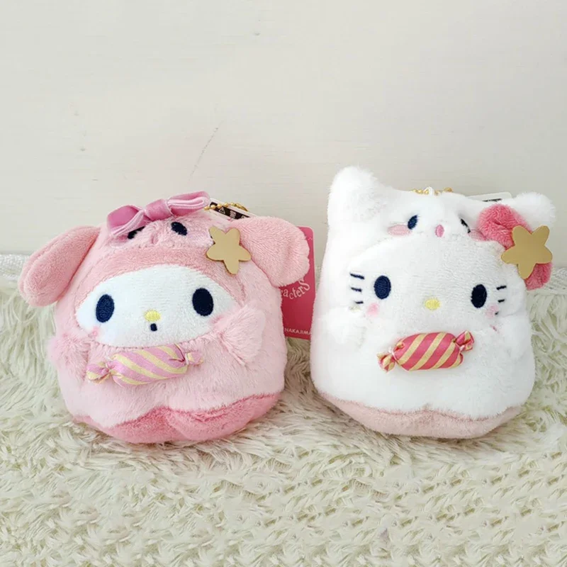 Porte-clés en peluche série Hello Kitty, poupées douces, joli sac de dessin animé pour fille, pendentif, sac à dos, jouets périphériques Anime, cadeaux