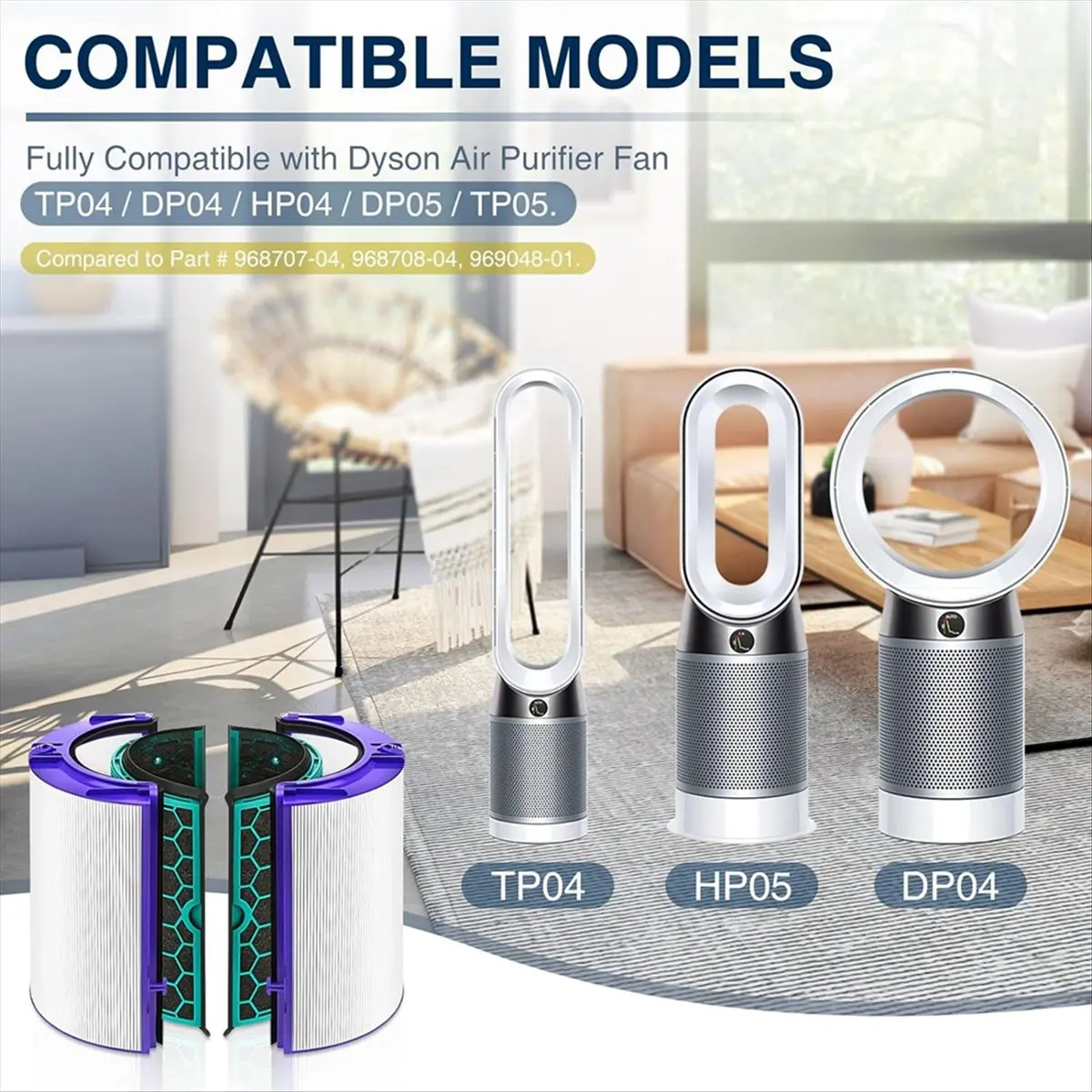 Сменный фильтр WDL Hepa для HP04 TP04 DP04 TP05 DP05 360 ° HEPA-фильтр Pure Cool Fan и фильтр с активированным углем Сменный фильтр WDL Hepa для HP04 TP04 DP04 TP05 DP05 360 ° HEPA-фильтр Pure Cool Fan и фильтр с активированным углем