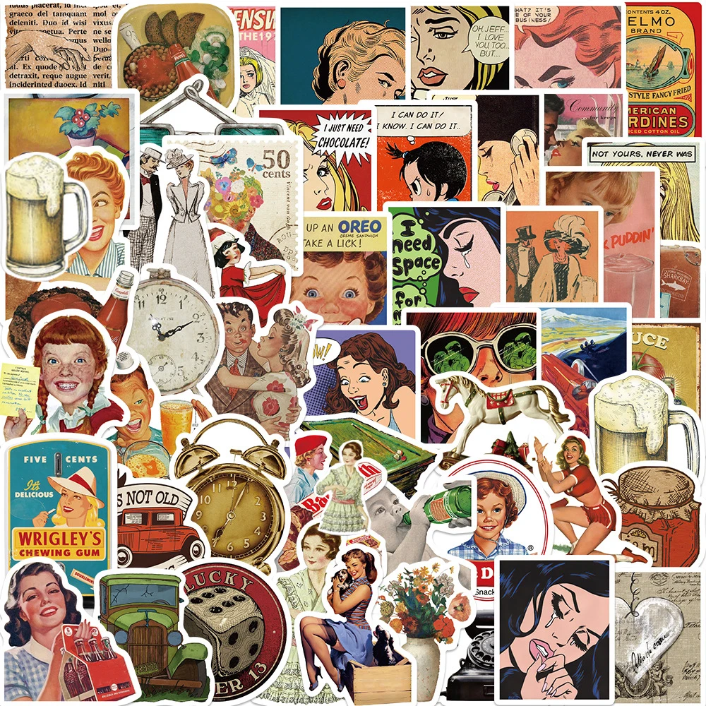 10/30/52 قطعة الرجعية الأوروبية والأمريكية الاتجاه ملصقات Vintage الفن الجمالية الشارات دفتر الأمتعة الهاتف الكرتون ملصق اللعب #1