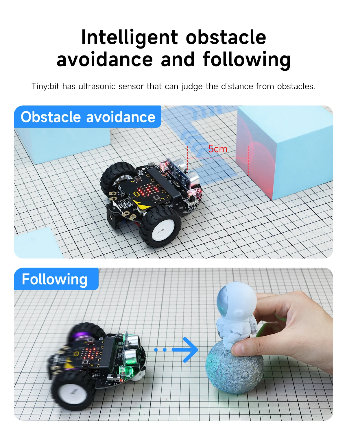 Yahboom Smart Robot Car Kit for BBC Micro:bit STEM Science Kits Coding Robots Microbit Car Handle Support MakeCode Programming