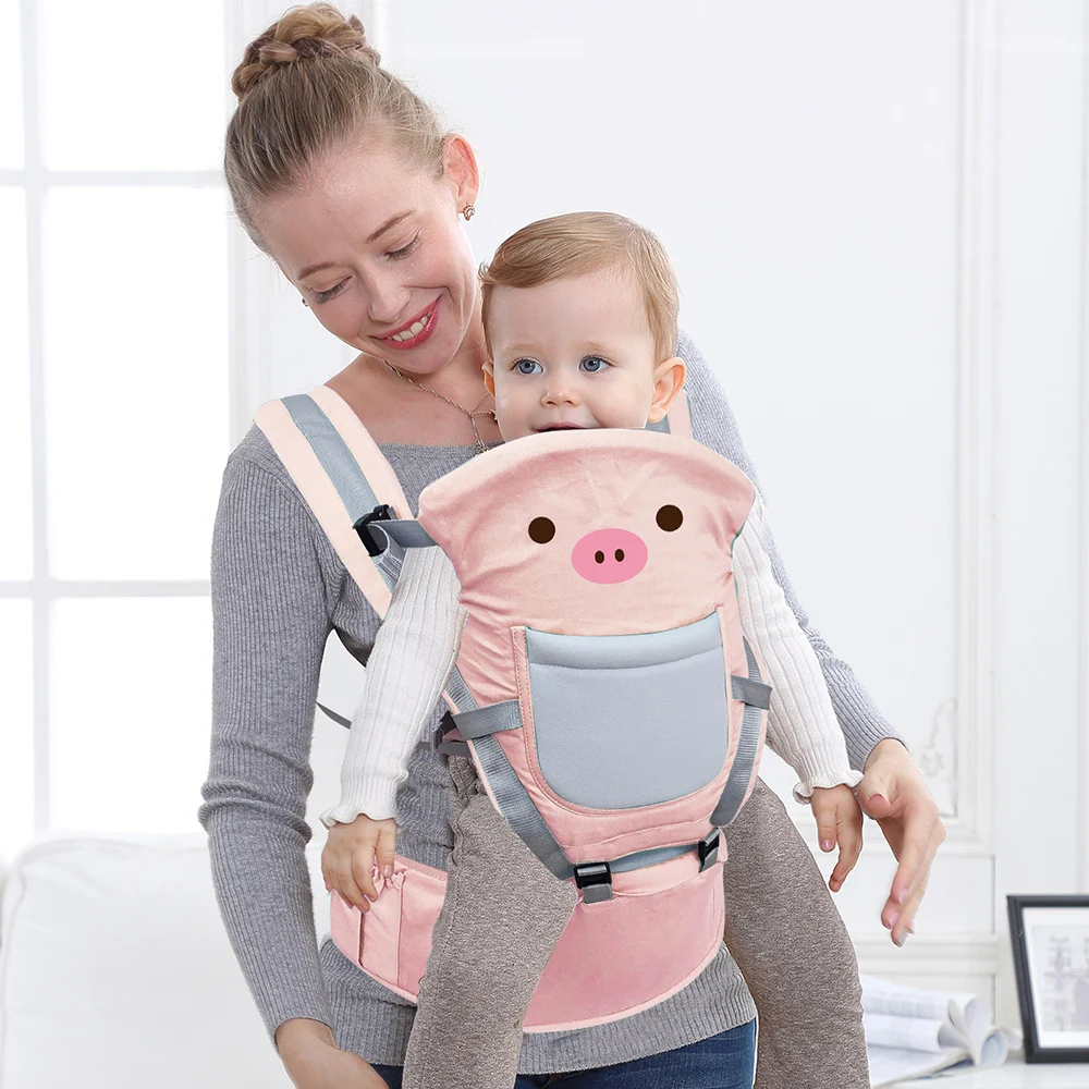 Multifunctional Cartoon Bear Baby Hipseat Carrier Backpack for Newborn Infant Toddler Boys Front Pocket Storage 0-36M 4 Seasons