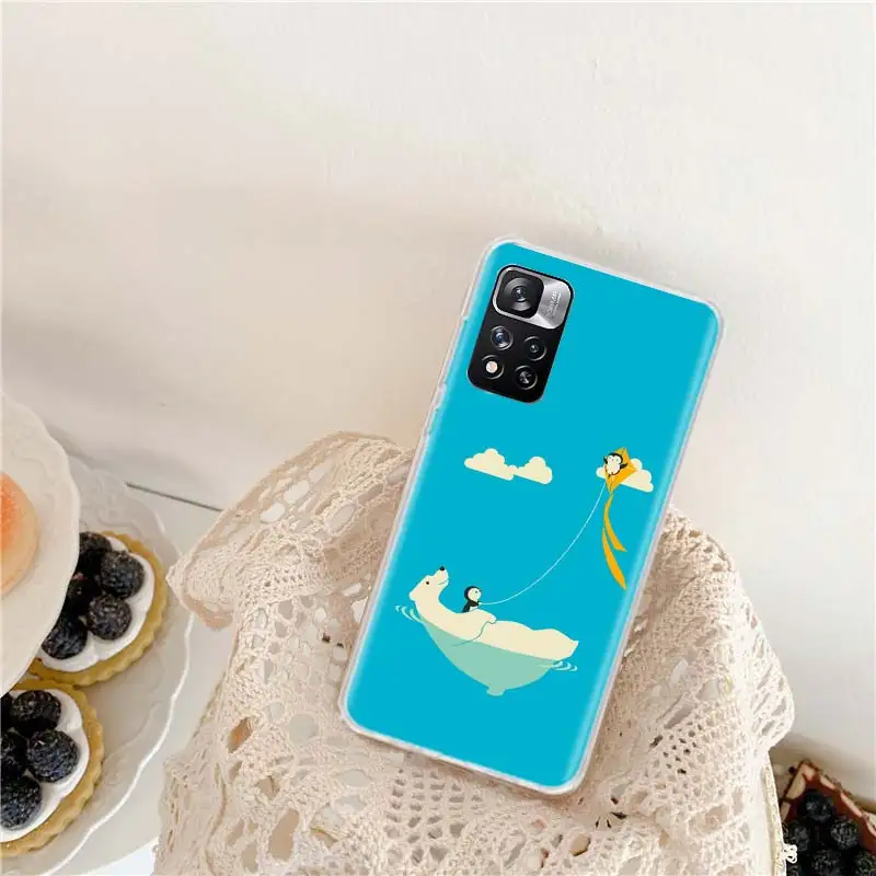 Lovely Penguin Polar Bear Phone Case For Xiaomi Redmi Note 11 12 Pro Plus 12S 11S 11T 11E 10S 10 9 9S 9T 4G 5G 8 8T 7 Cover Coqu