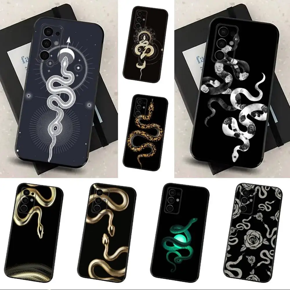 

Luxurious Art Gold Snake Phone Case For Samsung Galaxy A91,A80,A73,A72 ,A71,A53A52,A32 ,A31A22,A21s,A20,Black Cover