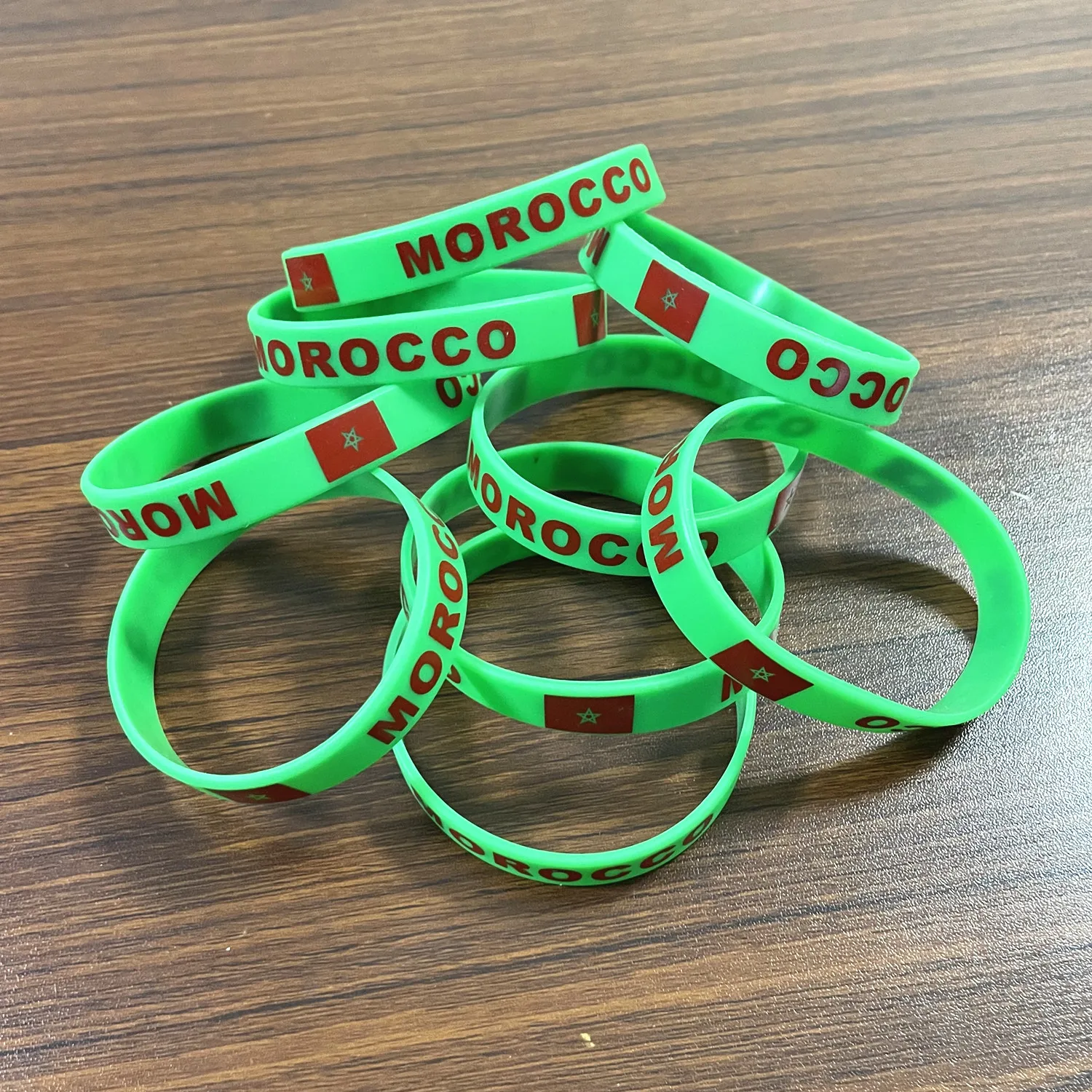 2pcs Morocco Flag Silicone Bracelets Sports Game Wristbands National Wrist Strap for Men Women Rubber Band Fashion Accessories