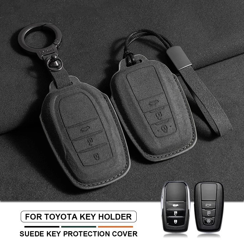 

Suede Car Remote Key Case Cover for Toyota RAV4 Crown Hilux Fortuner Camry Land Cruiser Prado Prius Camry CHR C-HR Protector Fob