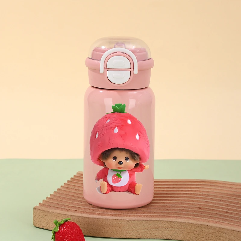 

Cute Monchhichi Thermos Cup Girl School Water Bottle with Straw Women Office Coffee Mug Kids Winter Outdoor Kettle Children Gift