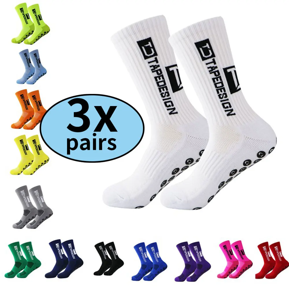 3 pairs of outdoor sports non-slip breathable absorbent mid-tube glue towel bottom basketball football training sports socks