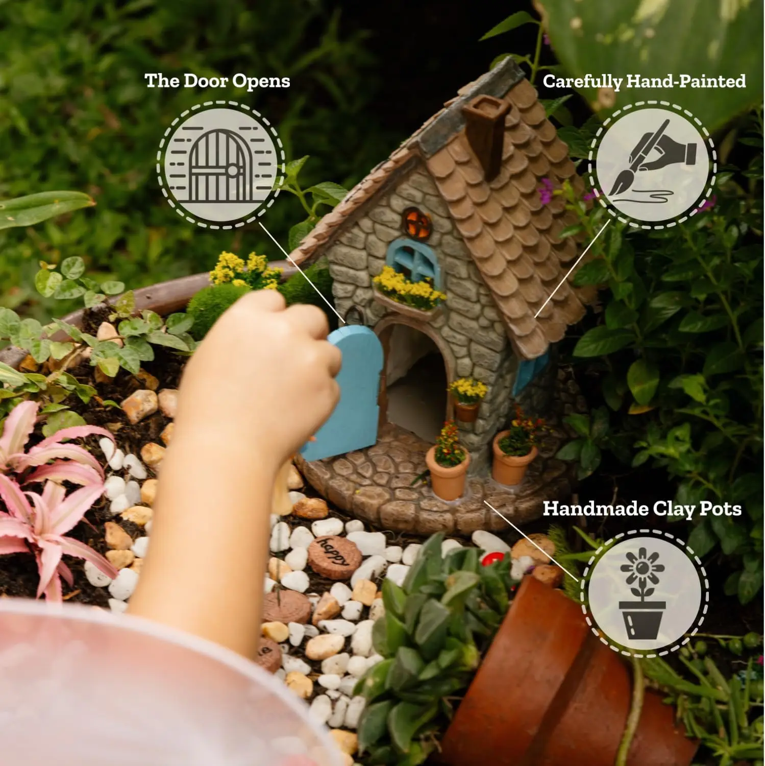 Set casetta delle fate da 11 pezzi con luce solare, figurine e accessori - Regalo per decorazioni per esterni