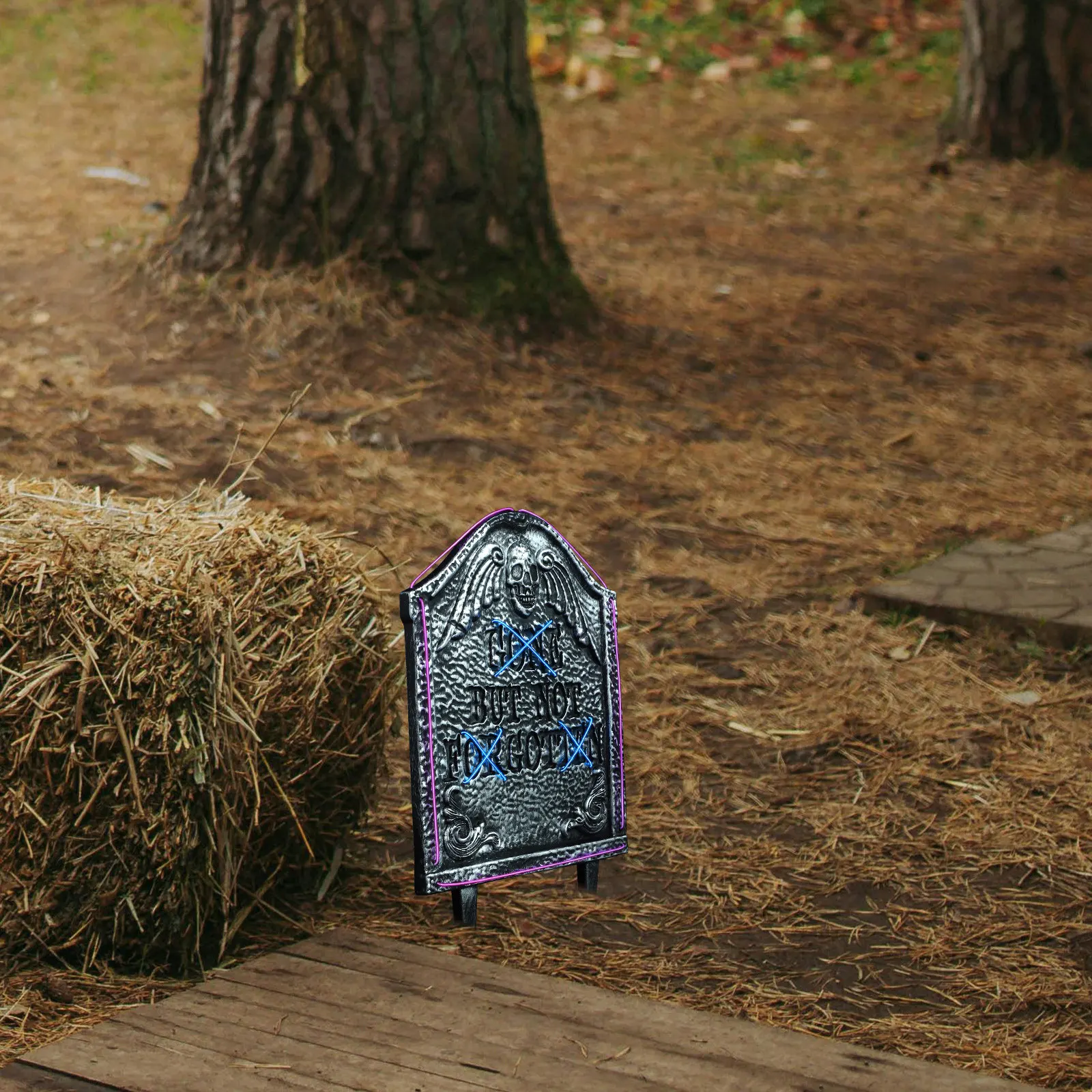 

Двухцветный светодиодный светильник для кладбища на Хэллоуин, светящаяся декорация для двора, знак на могилу, уличный декор на Хэллоуин, сине-фиолетовый свет