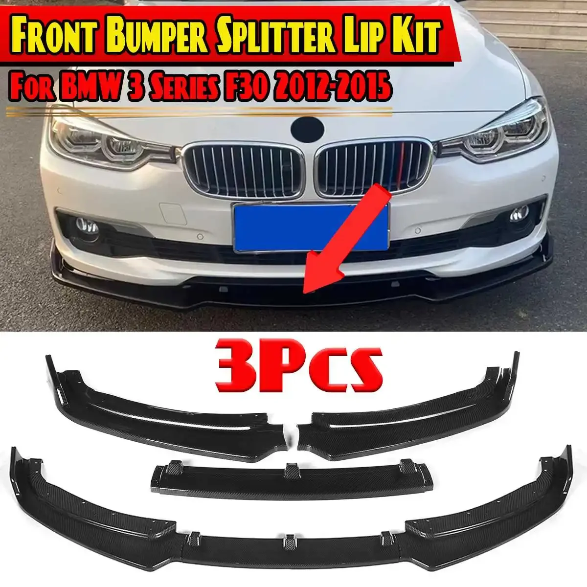 

For BMW 3 Series F30 F35 2012-2015 Car Front Bumper Lip Diffuser Splitter Guard Protector Cover Front Bumper Chin Exterior Part