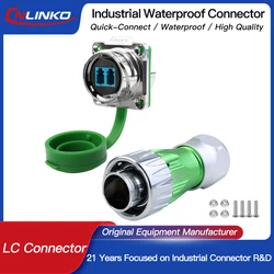 CNLINKO M24 Industrial IP68 Waterproof Fiber Connector DH24 Single Mode LC to LC Optical Fiber Connector Plug Socket Panel Mount