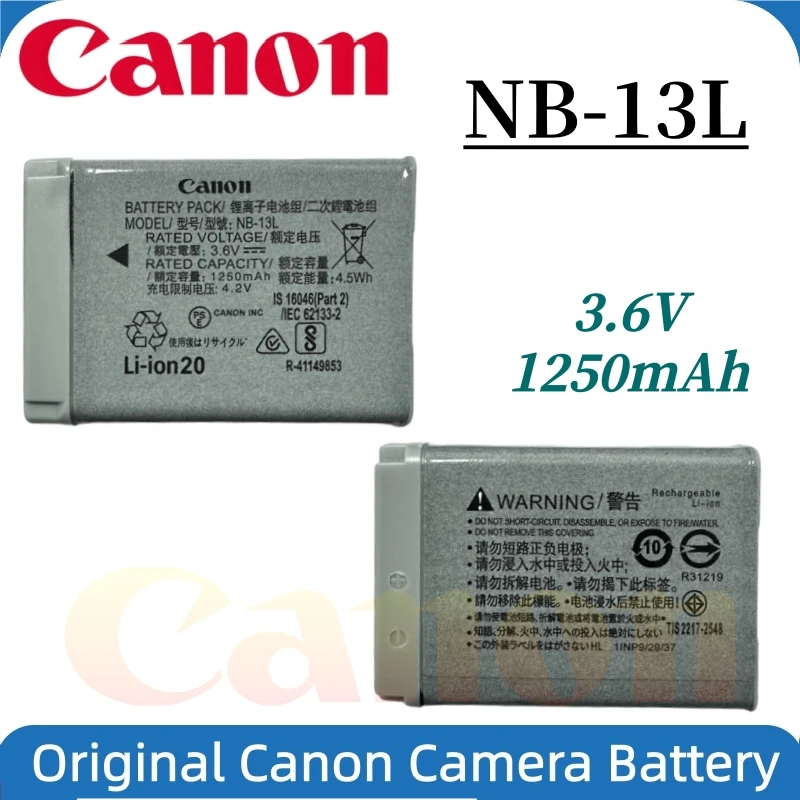 Original NB-13L NB13L NB 13L Battery for Canon PowerShot G1X Mark III, G5X, G7X, G7X Mark II, G9X, G9X Mark II, SX620HS, SX720HS
