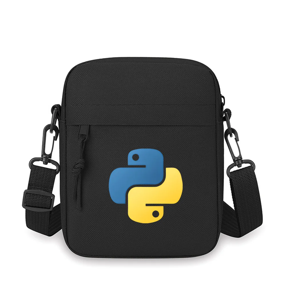 

Python logo abstract snake shape graphic Men Crossbody Bag Single Shoulder Women Cartoon Anime Film Printing Design Unisex