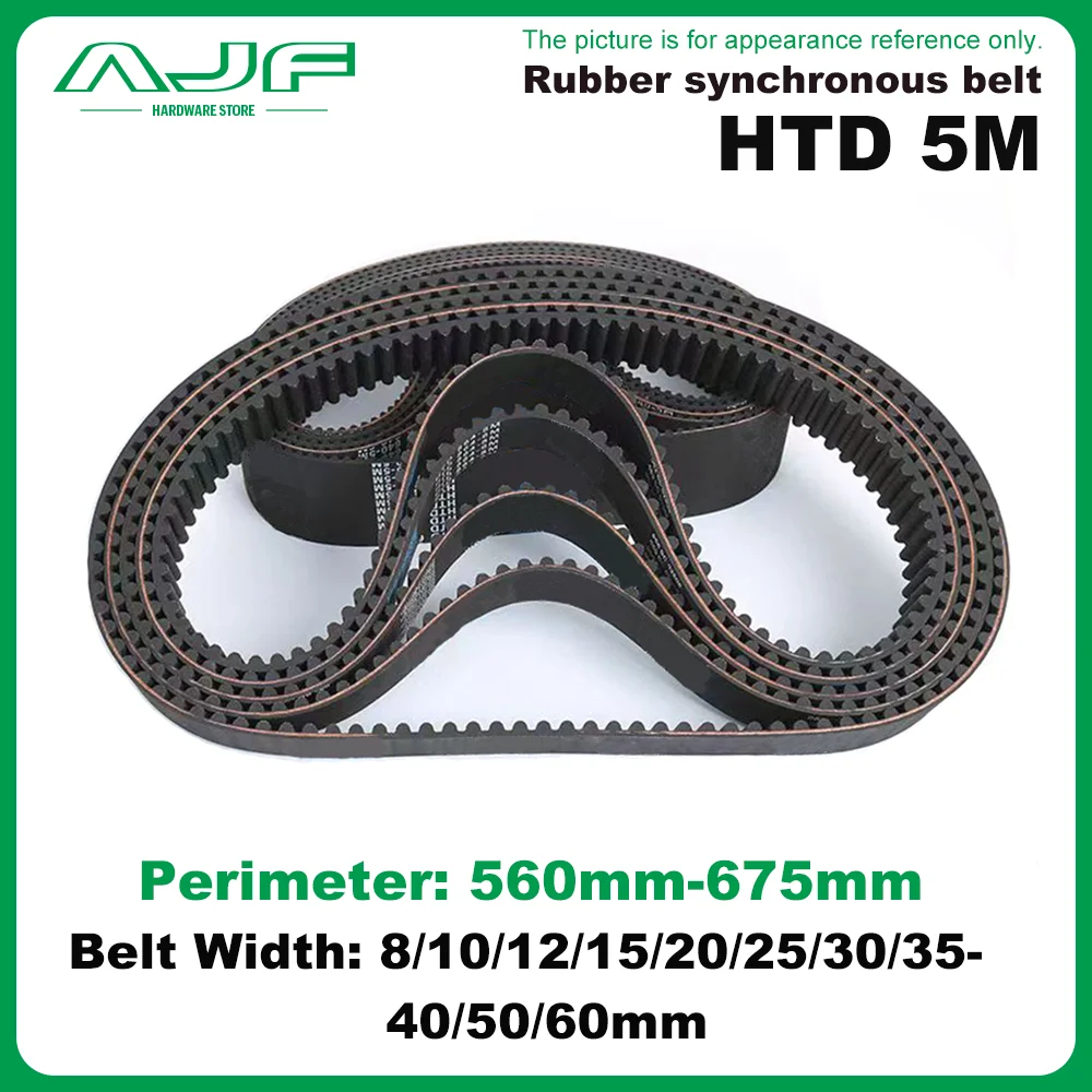 

HTD 5M Timing Belt Perimeter 560mm-675mm Width 8/10/12/15/20/25/30/35/40/50/60mm HTD5M Drive Belt Synchronous Belt