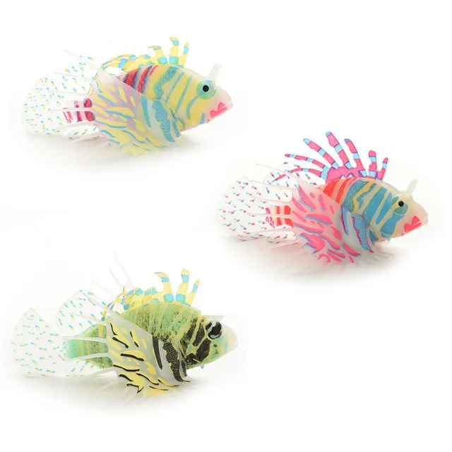 Aquarium Artificial Luminous Lionfish Fish Tank Landscape Silicone Fake Fish Floating Glow In Dark Ornament Home Decoration