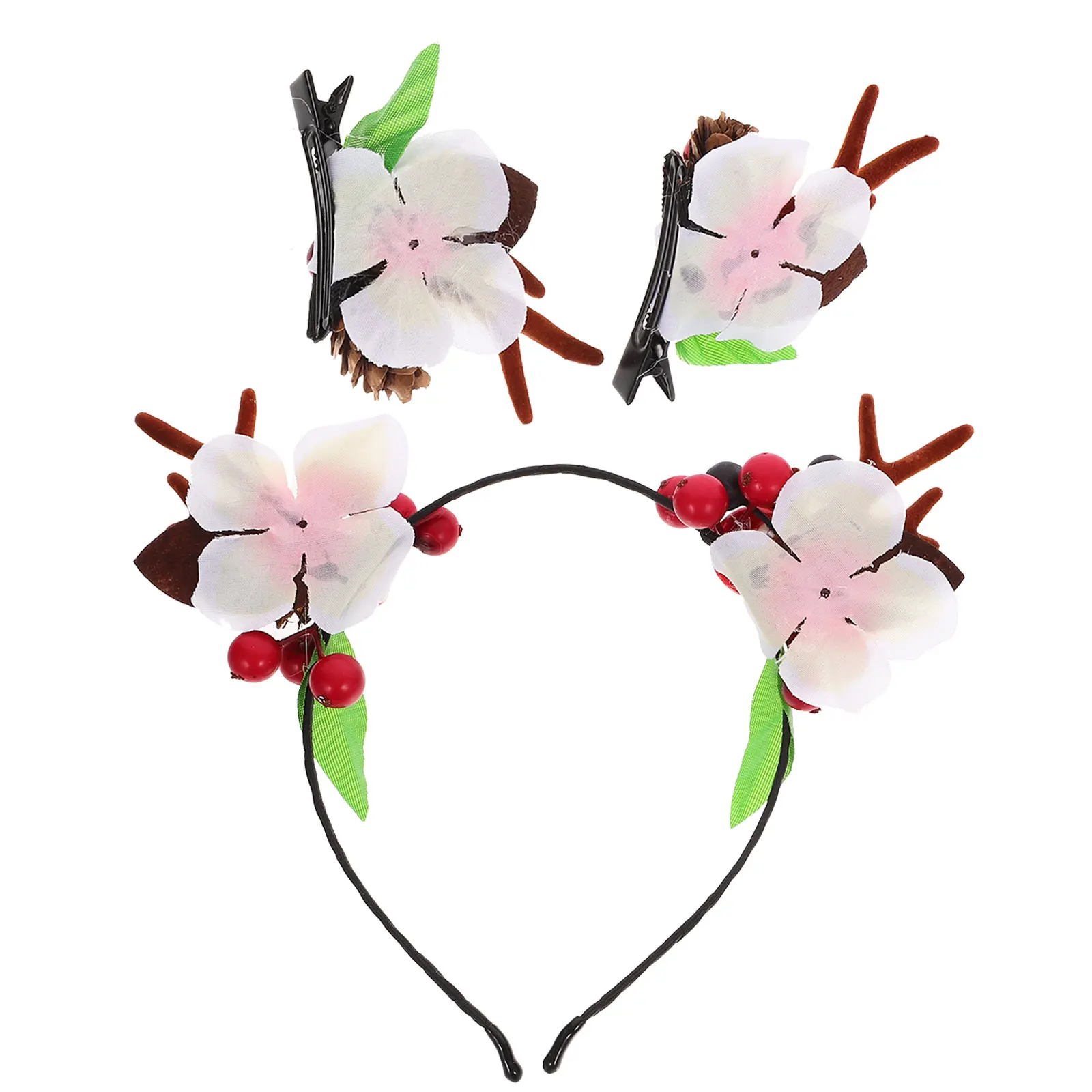 

1 set Antler Headbands Cute Hair Clips Women Accessories Christmas Blueberry Goji Mushroom Decor Thin Hair Bands