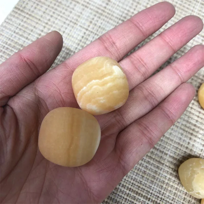 Yellow Calcite Tumbled Stone Natural Quartz Crystal Polished Healing Gemstone Reiki Crafts Home Decoration Gem Gift