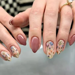 24pcs/set Short Almond Flowers Reusable Adhesive False Nails Cheap Artificial Presss on Nails with Glue Woman Fake Nail Full Set